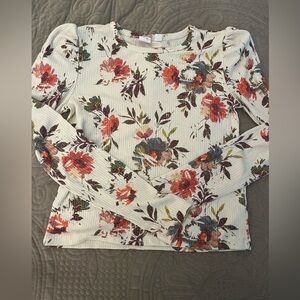 GAP Floral Long Sleeve Top - Cream, Red, Orange